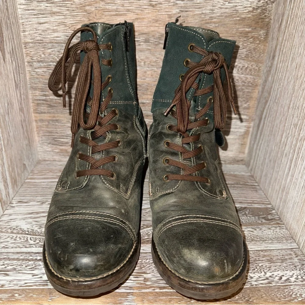 Taos Crave Teal Green Leather Lace-Up Boots EU 39 - Picture 2 of 12